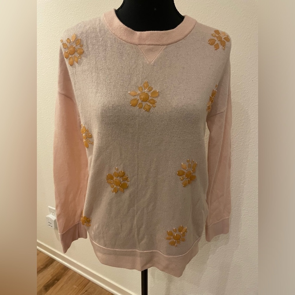 Kate Space Slouchy Embellished Sweater in Blush - Size XS